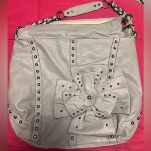 Gray Studded Bow Accent Women's Bag